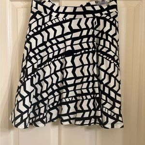 SO Black and White Patterned Skater Skirt